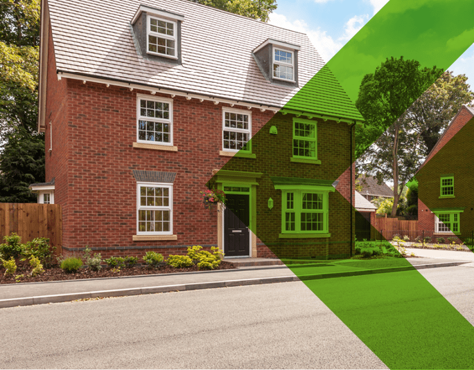 a modern house that is built using cast stone window cills