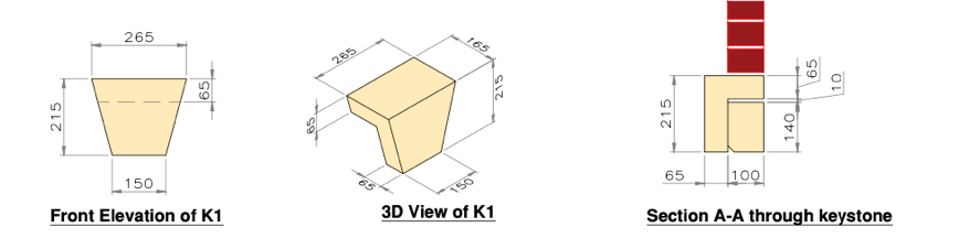 Cast stone keystone diagram detail